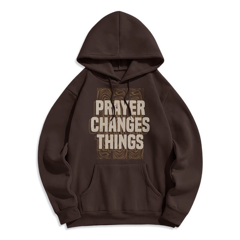Christianartworkshop Modern Style Prayer Changes Things Fleece Lined Polyester Hoodie - Brown - 2XL - image 16