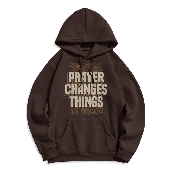 Christianartworkshop Modern Style Prayer Changes Things Fleece Lined Polyester Hoodie - Brown - 2XL - image 16