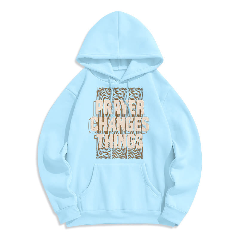 Christianartworkshop Modern Style Prayer Changes Things Fleece Lined Polyester Hoodie - Blue - 2XL - image 26