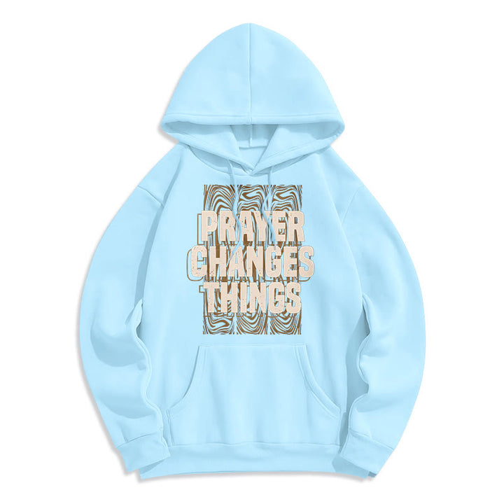 Christianartworkshop Modern Style Prayer Changes Things Fleece Lined Polyester Hoodie - Blue - 2XL - image 26