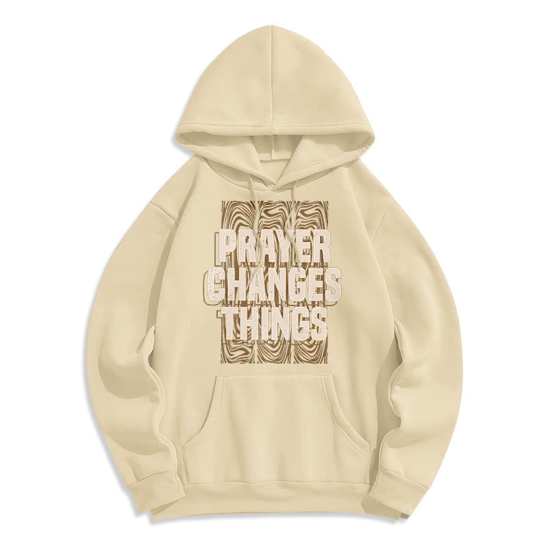 Christianartworkshop Modern Style Prayer Changes Things Fleece Lined Polyester Hoodie - Beige - 2XL - image 11