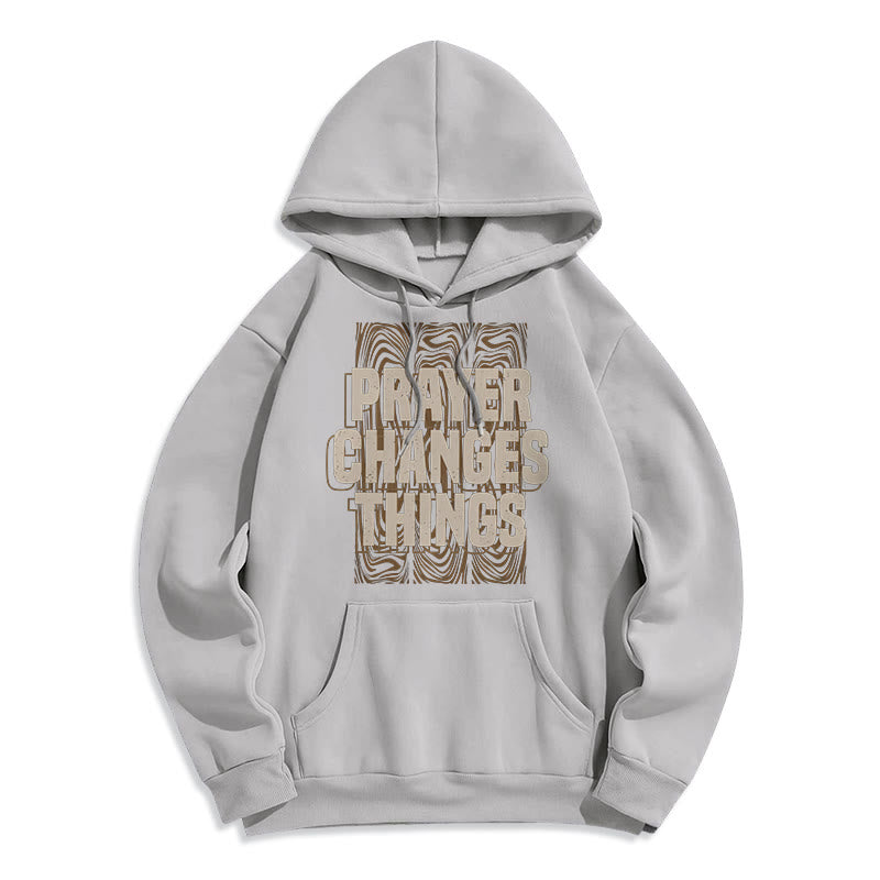 Christianartworkshop Modern Style Prayer Changes Things Fleece Lined Polyester Hoodie - Grey - 2XL - image 31