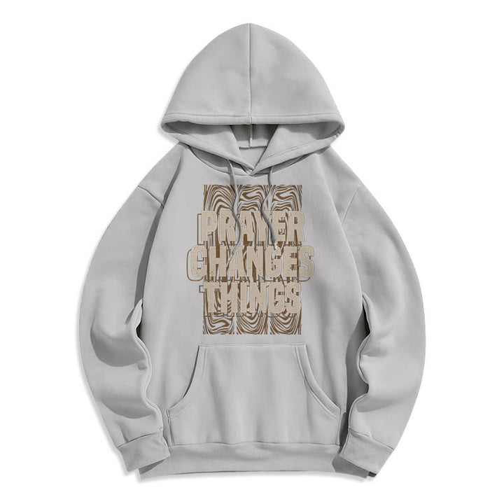 Christianartworkshop Modern Style Prayer Changes Things Fleece Lined Polyester Hoodie - Grey - 2XL - image 31