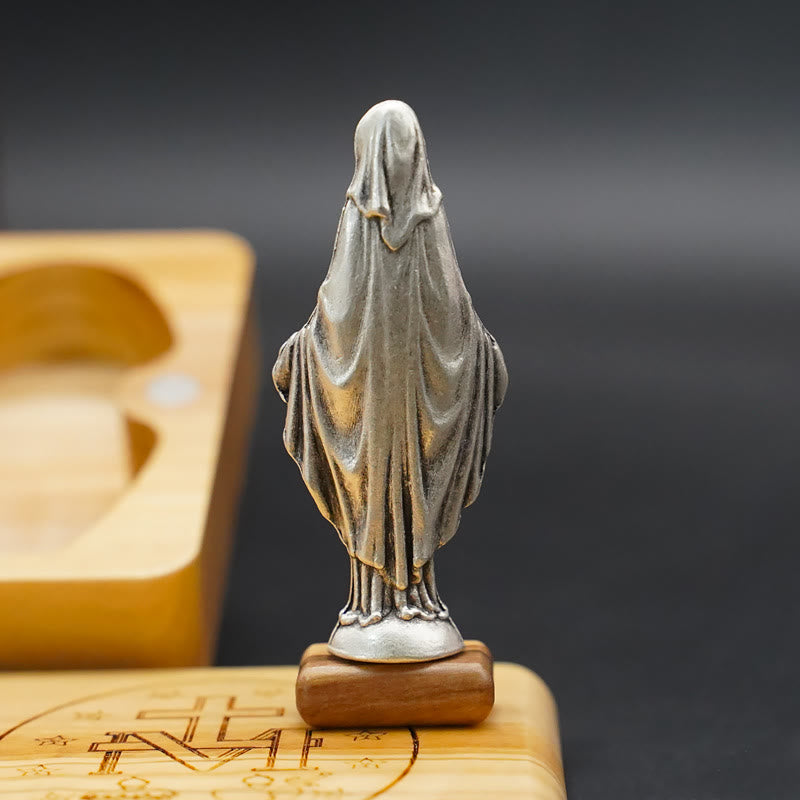 Christianartworkshop Classic Style Devotional Virgin Mary Olive Wood Rosary Set - image 3