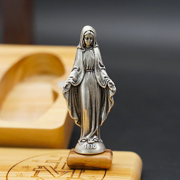 Christianartworkshop Classic Style Devotional Virgin Mary Olive Wood Rosary Set - image 3