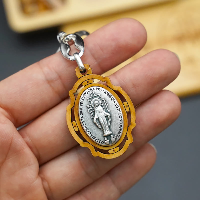Christianartworkshop Classic Style Devotional Virgin Mary Olive Wood Rosary Set - image 5