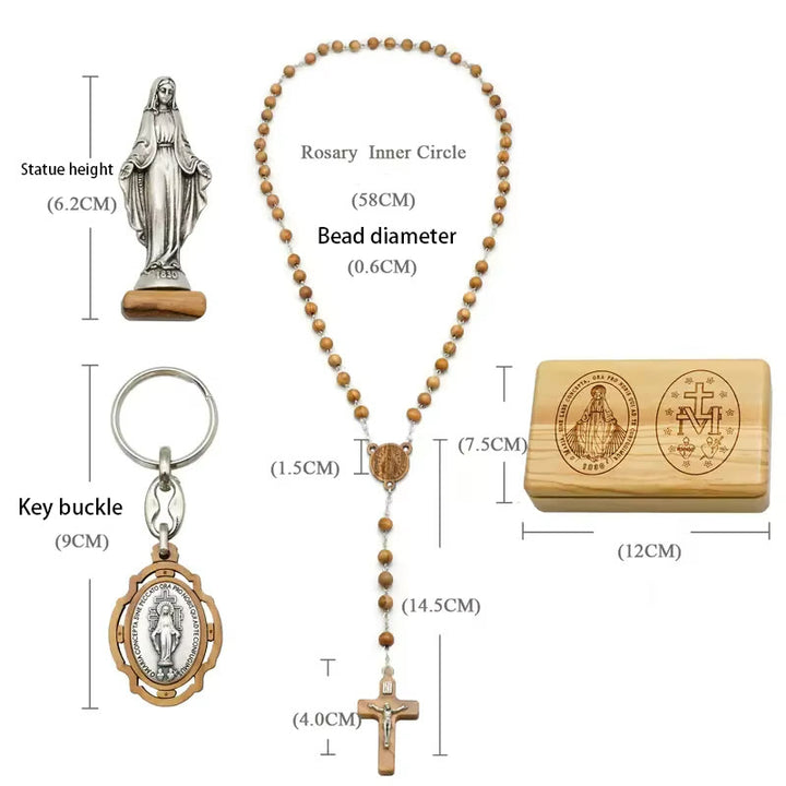 Christianartworkshop Classic Style Devotional Virgin Mary Olive Wood Rosary Set - image 12