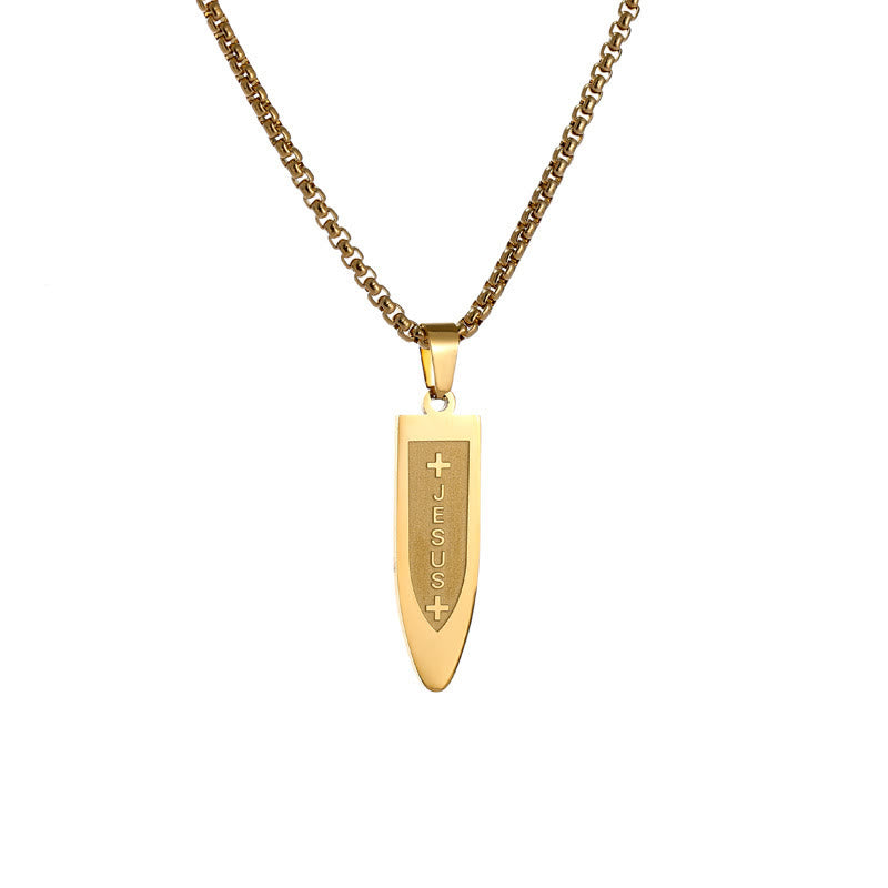 Christianartworkshop Modern Style Engraved Divine Jesus Cross Pendant Necklace - Gold - image 6