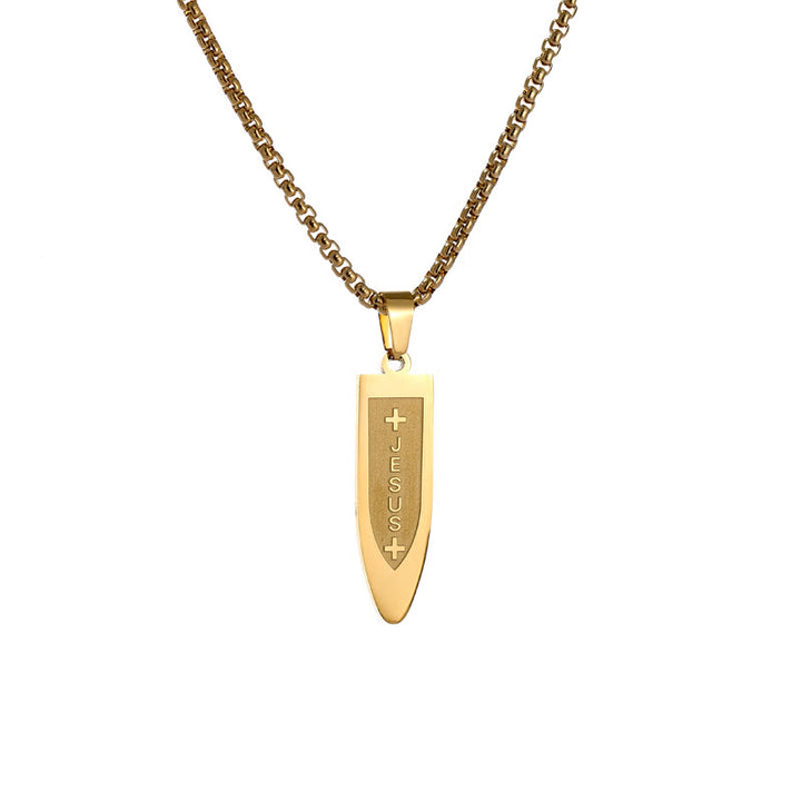 Christianartworkshop Modern Style Engraved Divine Jesus Cross Pendant Necklace - Gold - image 6