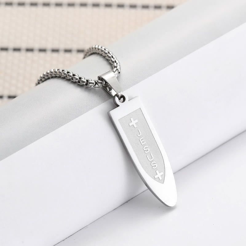 Christianartworkshop Modern Style Engraved Divine Jesus Cross Pendant Necklace - Silver - image 2
