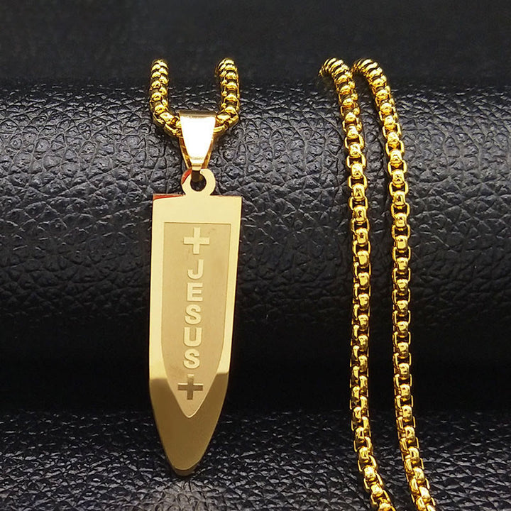 Christianartworkshop Modern Style Engraved Divine Jesus Cross Pendant Necklace - image 7