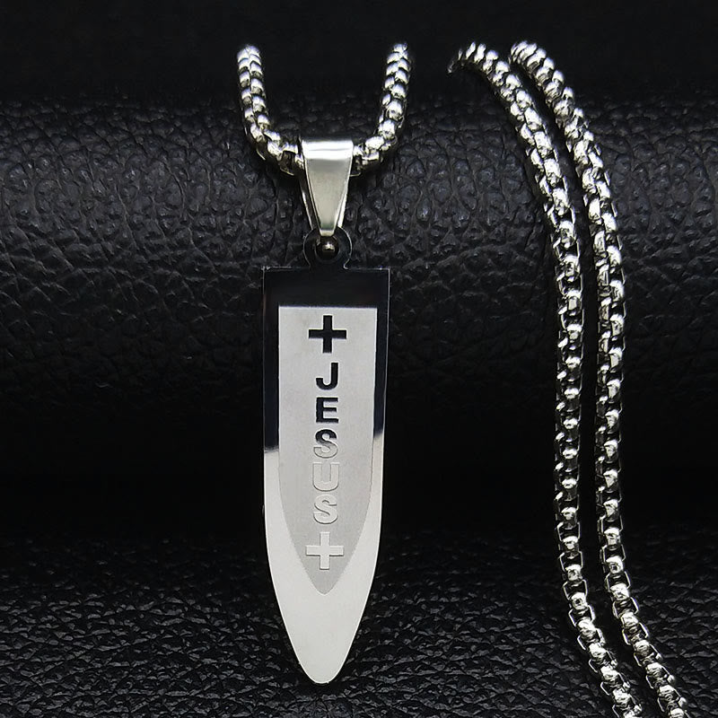 Christianartworkshop Modern Style Engraved Divine Jesus Cross Pendant Necklace - image 3