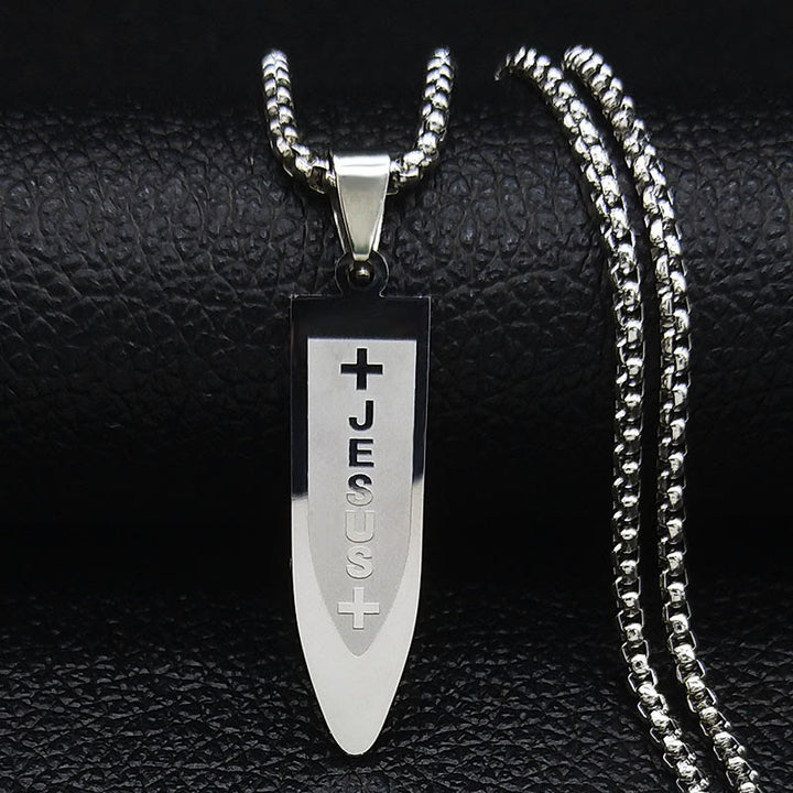 Christianartworkshop Modern Style Engraved Divine Jesus Cross Pendant Necklace - image 3