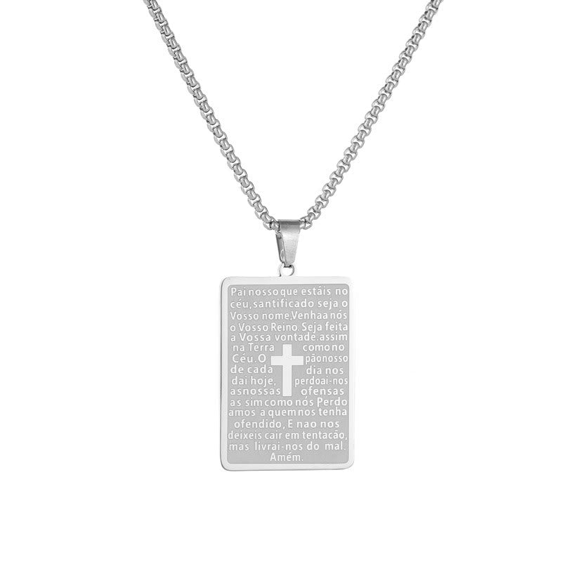 Christianartworkshop Classic Style Scripture Lord's Prayer Cross Pendant Necklace - image 3