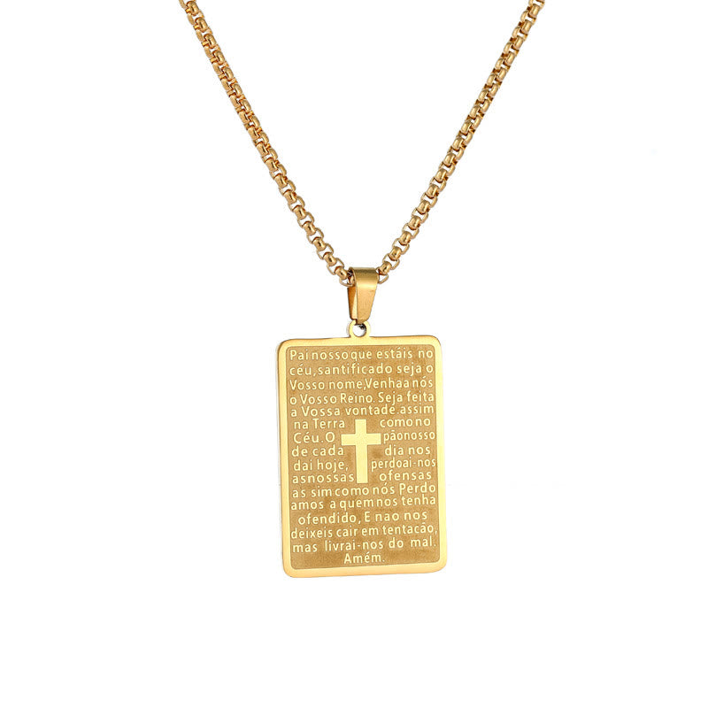 Christianartworkshop Classic Style Scripture Lord's Prayer Cross Pendant Necklace - image 5