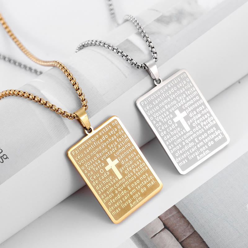 Christianartworkshop Classic Style Scripture Lord's Prayer Cross Pendant Necklace - image 6