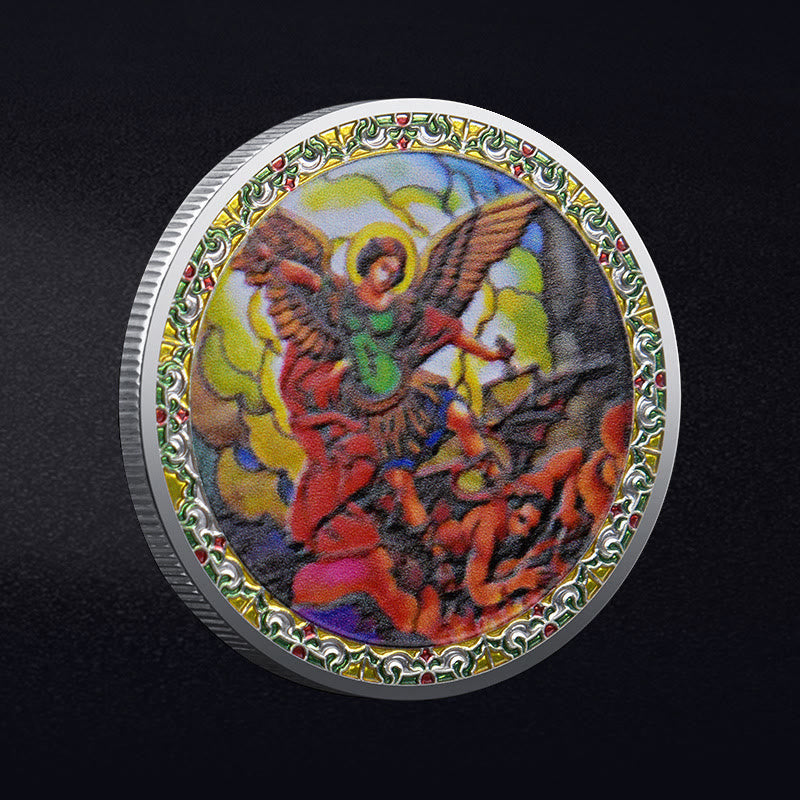 Christianartworkshop Classic Style Saint Michael the Archangel Protection Strengthen Connection Coin - image 2
