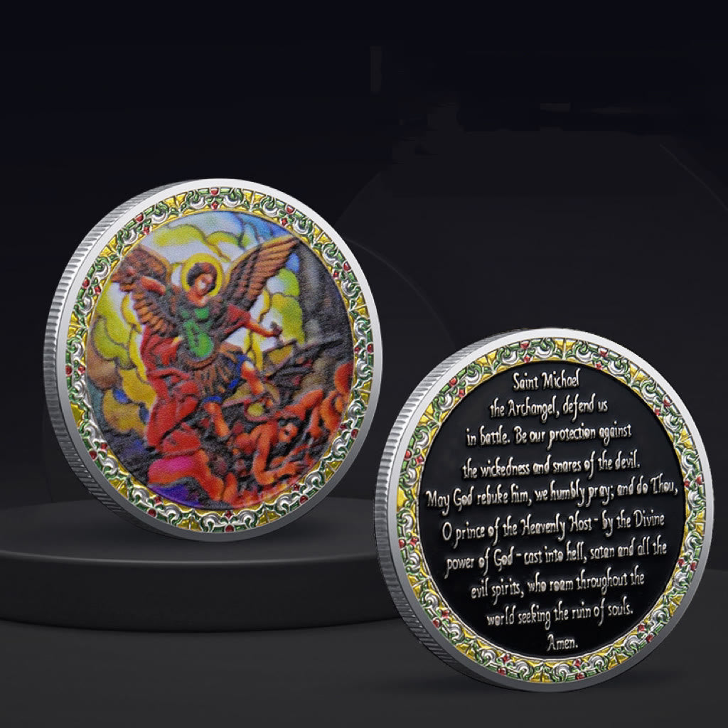Christianartworkshop Classic Style Saint Michael the Archangel Protection Strengthen Connection Coin - Archangel Michael - image 1