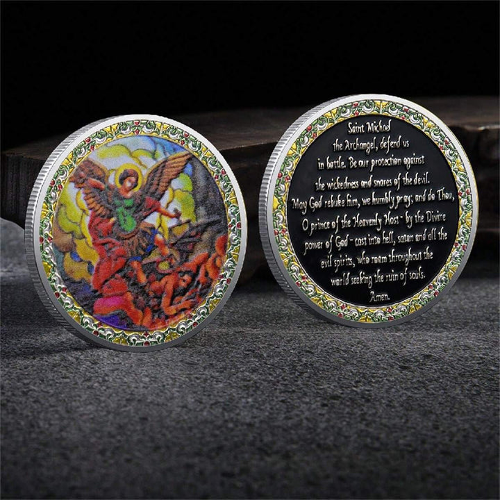 Christianartworkshop Classic Style Saint Michael the Archangel Protection Strengthen Connection Coin - image 4