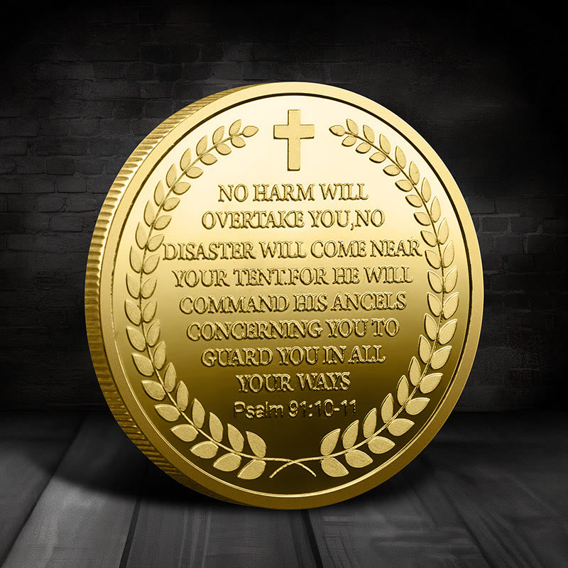 Christianartworkshop Classic Style Saint Michael the Archangel Psalm 91:10-11 Protection Strengthen Challenge Coin - image 1