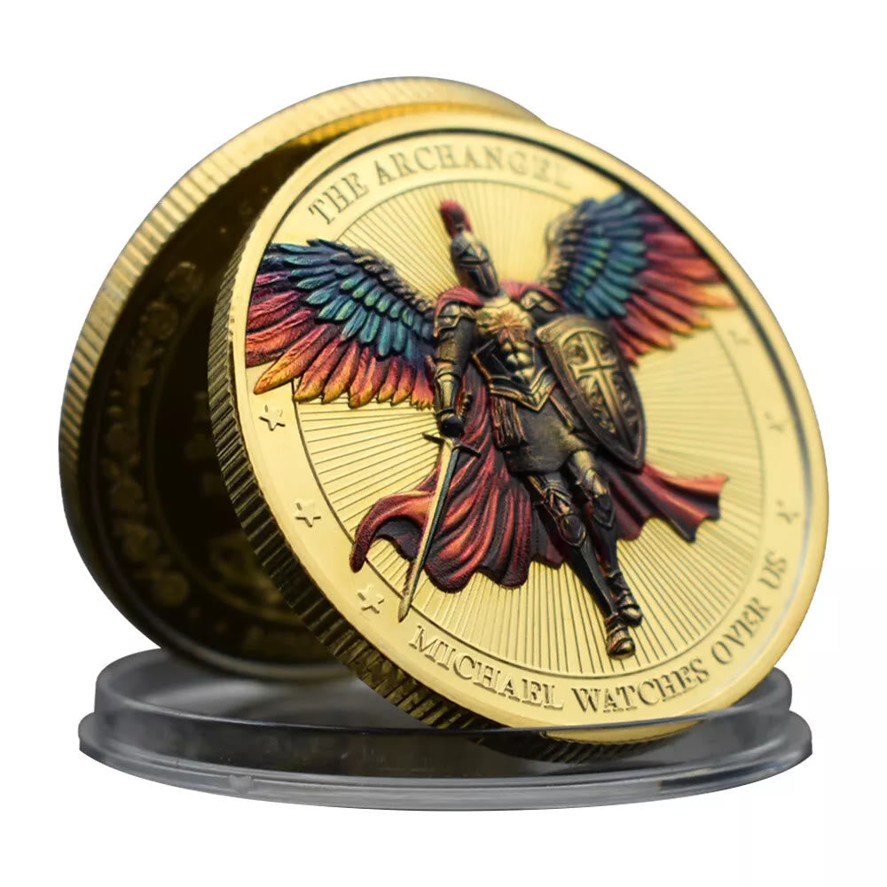 Christianartworkshop Classic Style Saint Michael Archangel Guardian Psalm 91:10-11 Protection Strengthen Connection Coin - image 2
