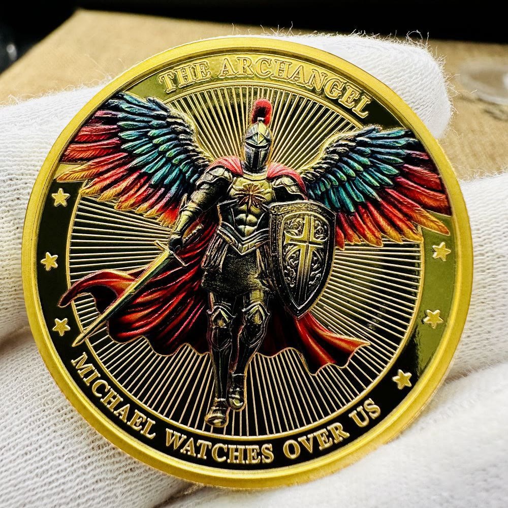 Christianartworkshop Classic Style Saint Michael Archangel Guardian Psalm 91:10-11 Protection Strengthen Connection Coin - Archangel Michael - image 1