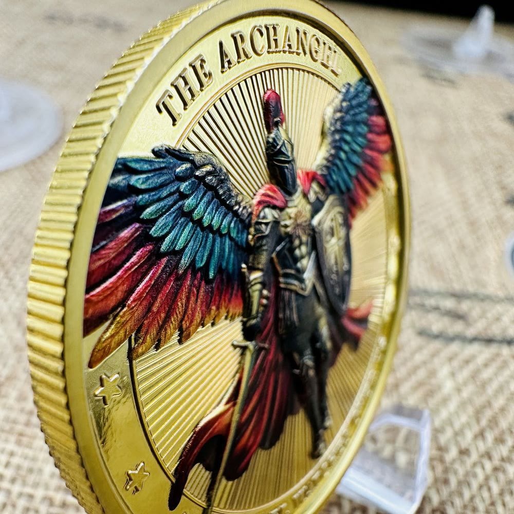 Christianartworkshop Classic Style Saint Michael Archangel Guardian Psalm 91:10-11 Protection Strengthen Connection Coin - image 5
