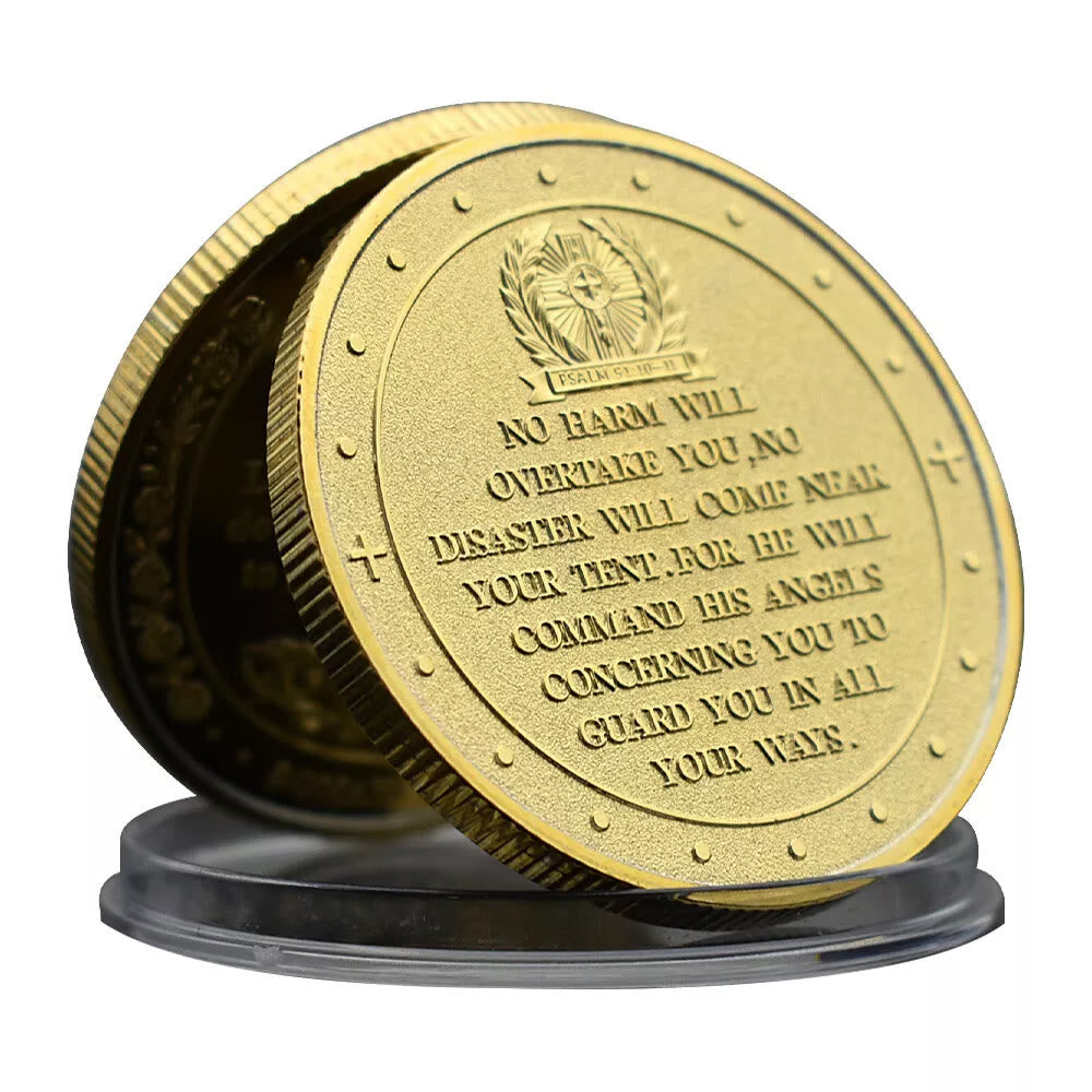 Christianartworkshop Classic Style Saint Michael Archangel Guardian Psalm 91:10-11 Protection Strengthen Connection Coin - image 3