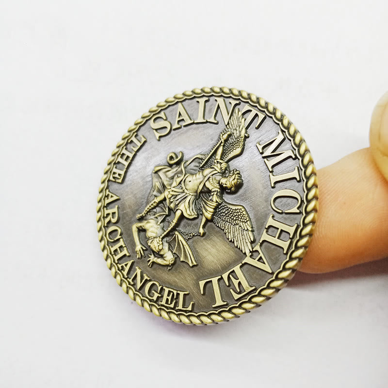 Christianartworkshop Classic Style Bronze-Toned Saint Michael The Archangel Prayer Protection Strengthen Connection Coin - Archangel Michael - image 1