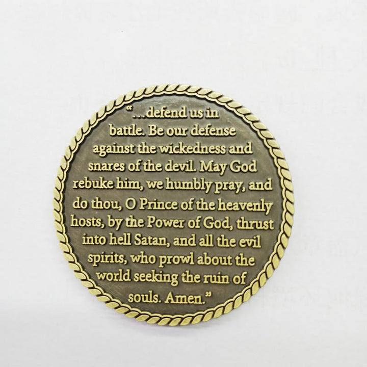 Christianartworkshop Classic Style Bronze-Toned Saint Michael The Archangel Prayer Protection Strengthen Connection Coin - image 3
