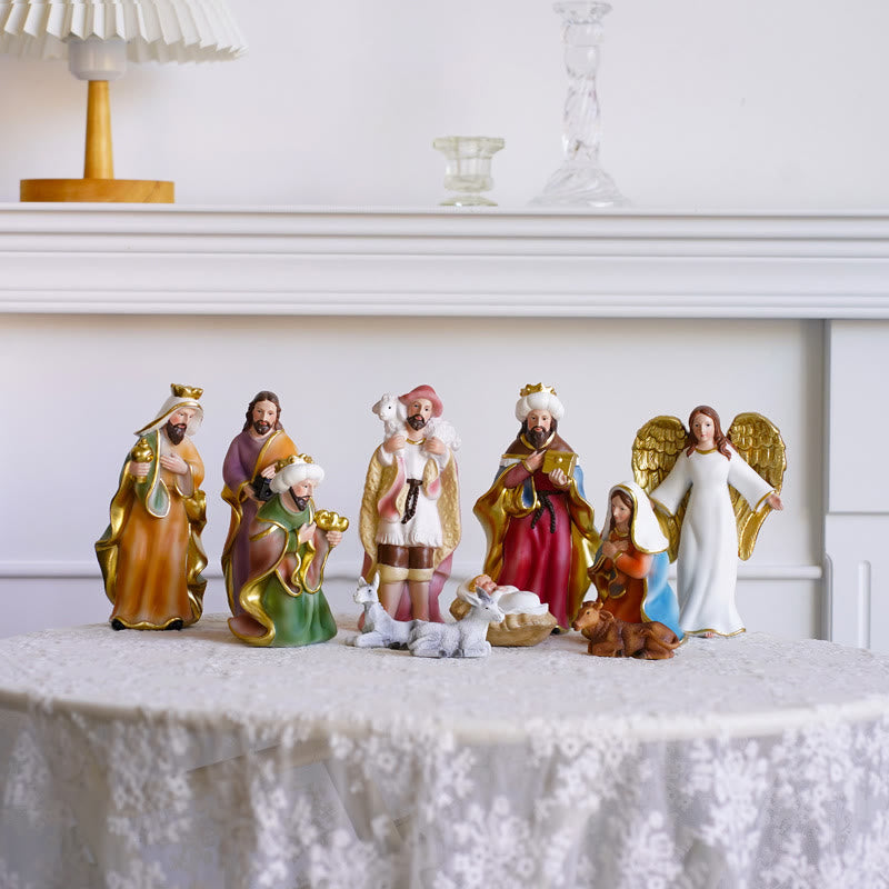 Christianartworkshop Classic Style Holy Night Nativity Scene Resin Figurine Desktop Ornaments Set - image 1