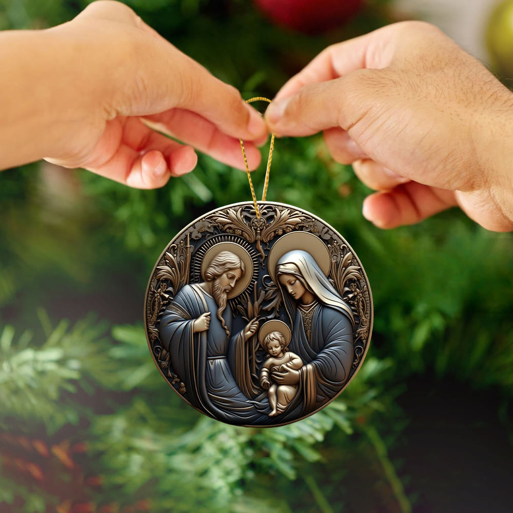 Christianartworkshop Retro Style Nativity Christmas Blessing Hanging Ornaments A - image 2