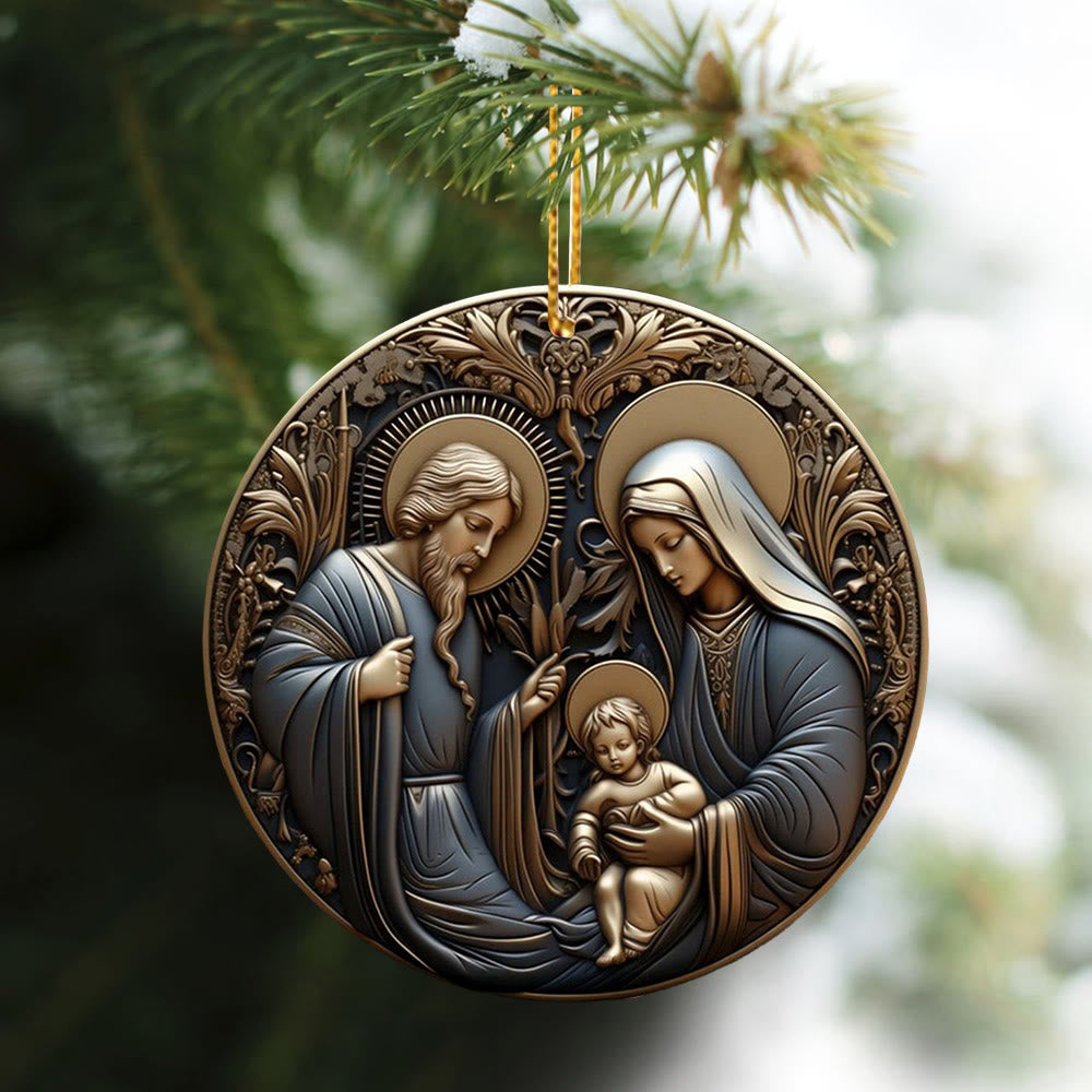 Christianartworkshop Retro Style Nativity Christmas Blessing Hanging Ornaments A - image 3