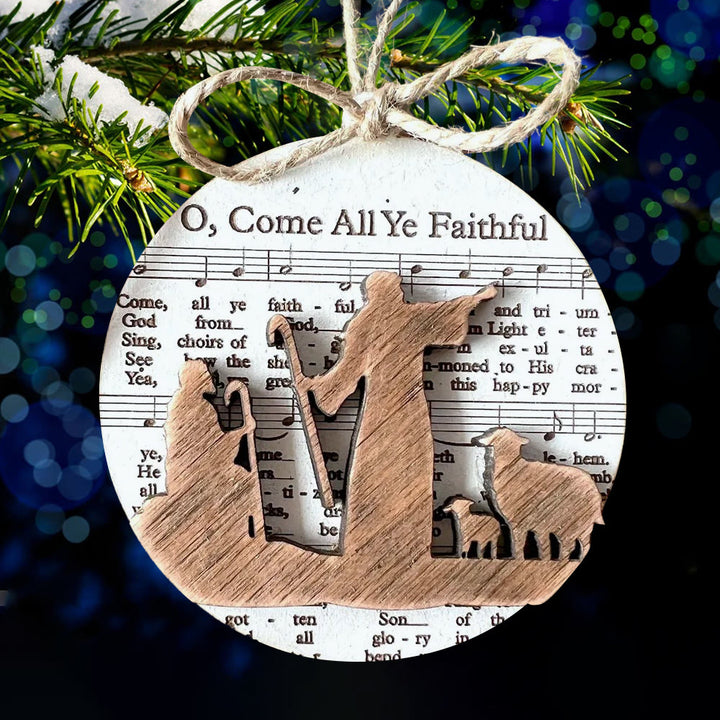 Christianartworkshop 5 Rustic Style Wooden Music Sheet Christmas Nativity Ornaments - Style B - image 7