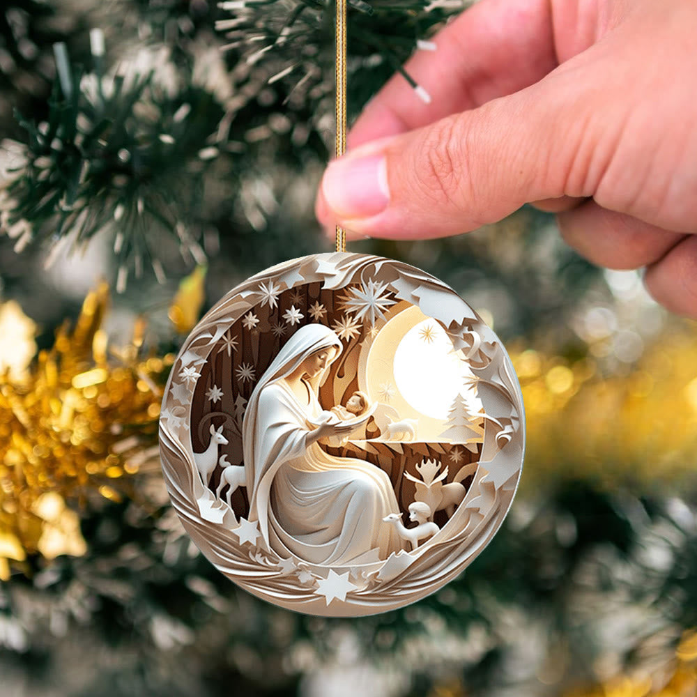 Christianartworkshop Sculptural Style Nativity Christmas Hanging Ornaments A - image 1