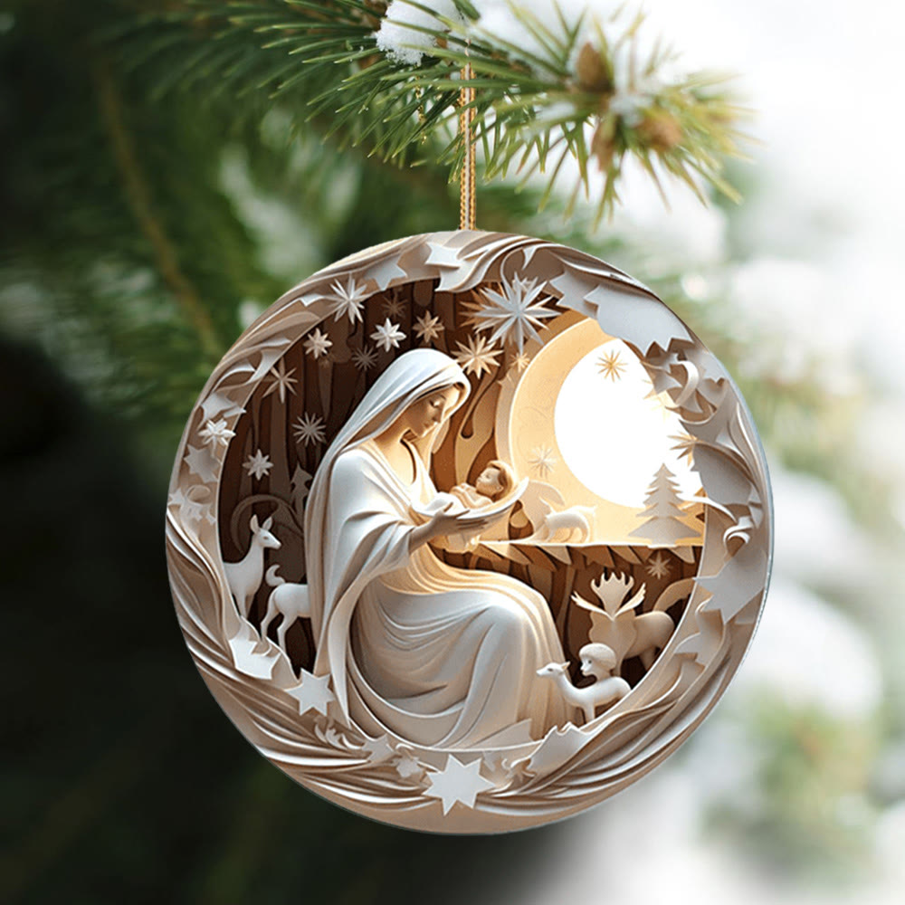 Christianartworkshop Sculptural Style Nativity Christmas Hanging Ornaments A - Nativity Scene - image 1