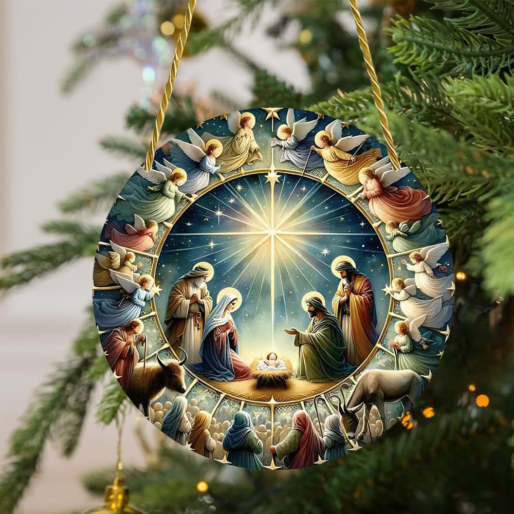 Christianartworkshop Styles Angels Nativity Scene Colorful Hanging Ornaments A - Nativity Scene - image 1