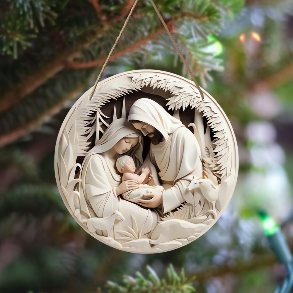 Christianartworkshop Realistic Sculpture Styles Holy Family Nativity Hanging Ornaments B - Nativity Scene - image 1