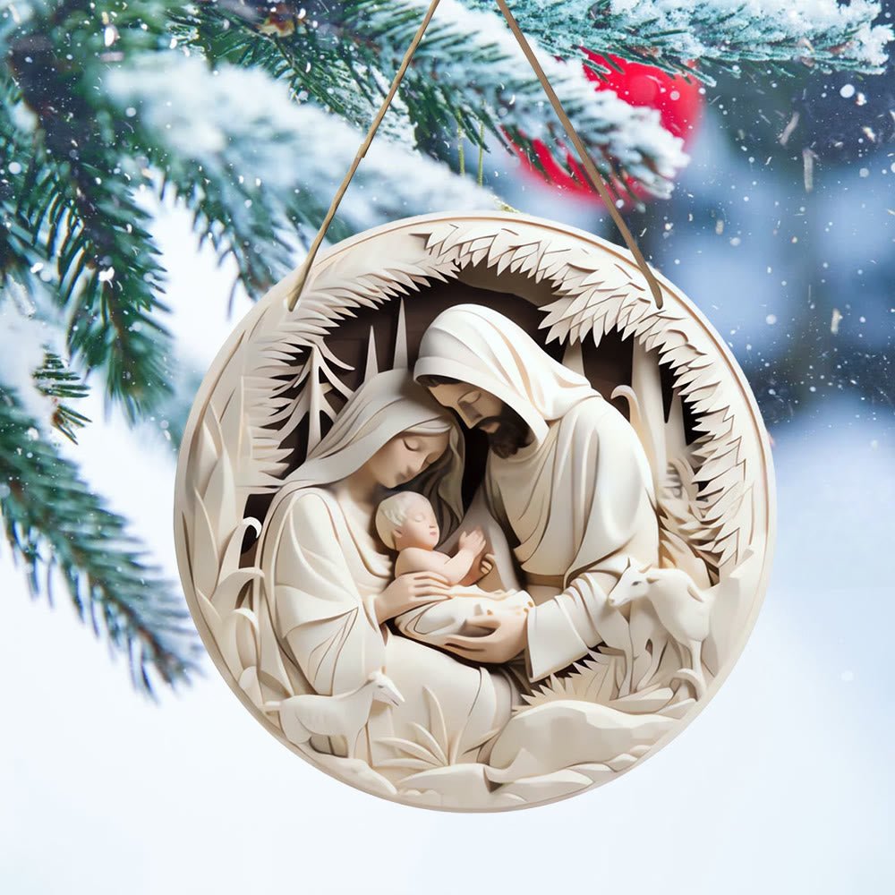 Christianartworkshop Realistic Sculpture Styles Holy Family Nativity Hanging Ornaments B - image 4