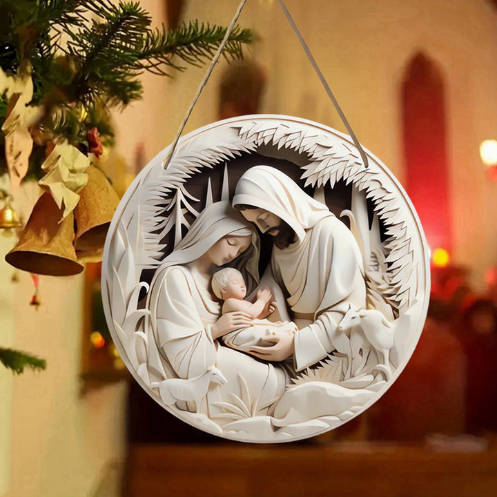 Christianartworkshop Realistic Sculpture Styles Holy Family Nativity Hanging Ornaments B - image 3
