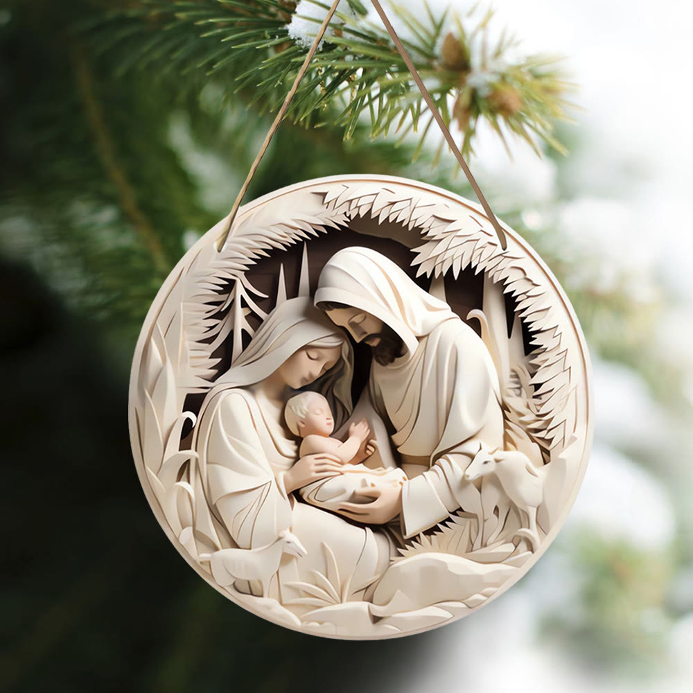Christianartworkshop Realistic Sculpture Styles Holy Family Nativity Hanging Ornaments B - image 5