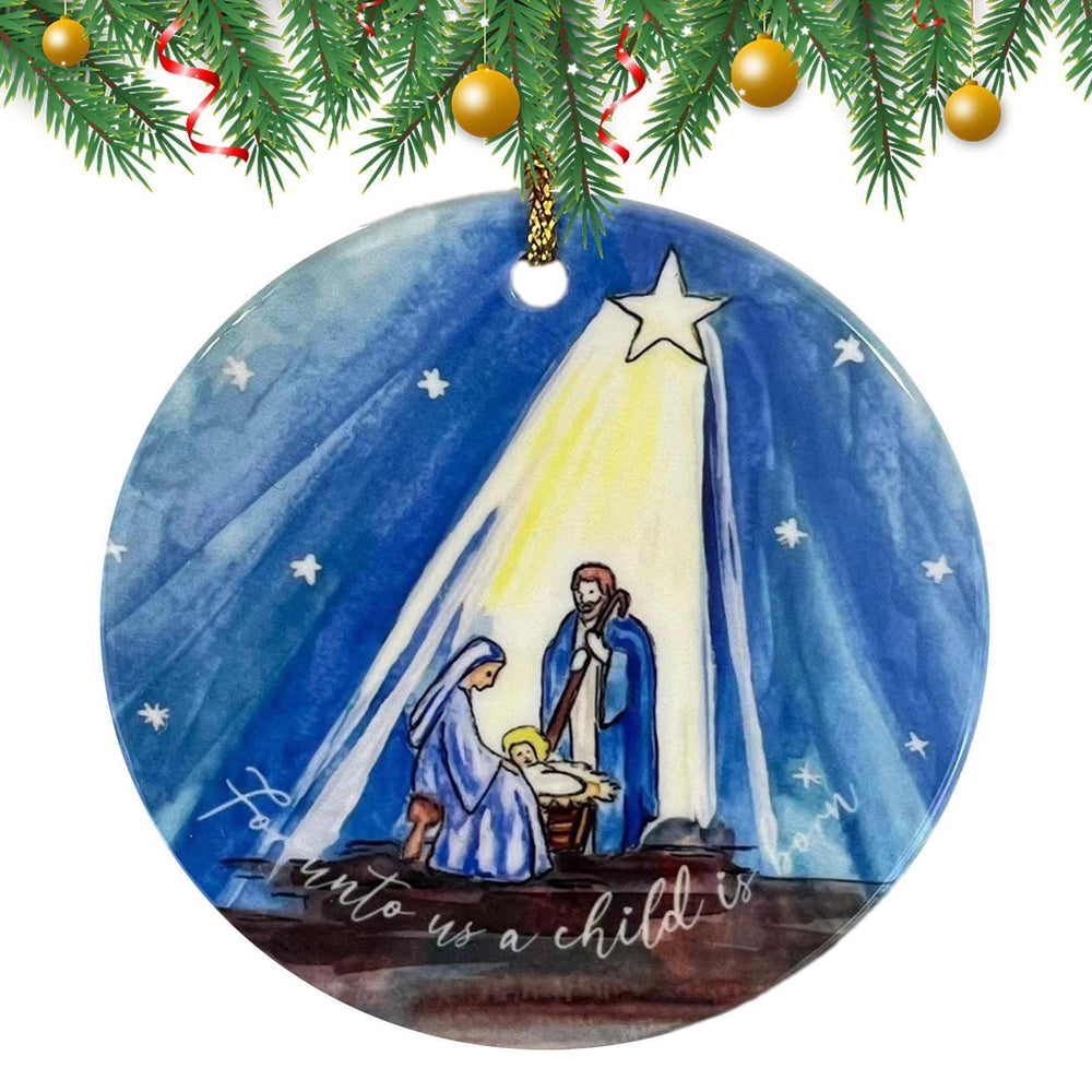 Christianartworkshop Colored Style Nativity Scene Starry Night Acrylic Christmas Nativity Hanging Ornaments - image 2