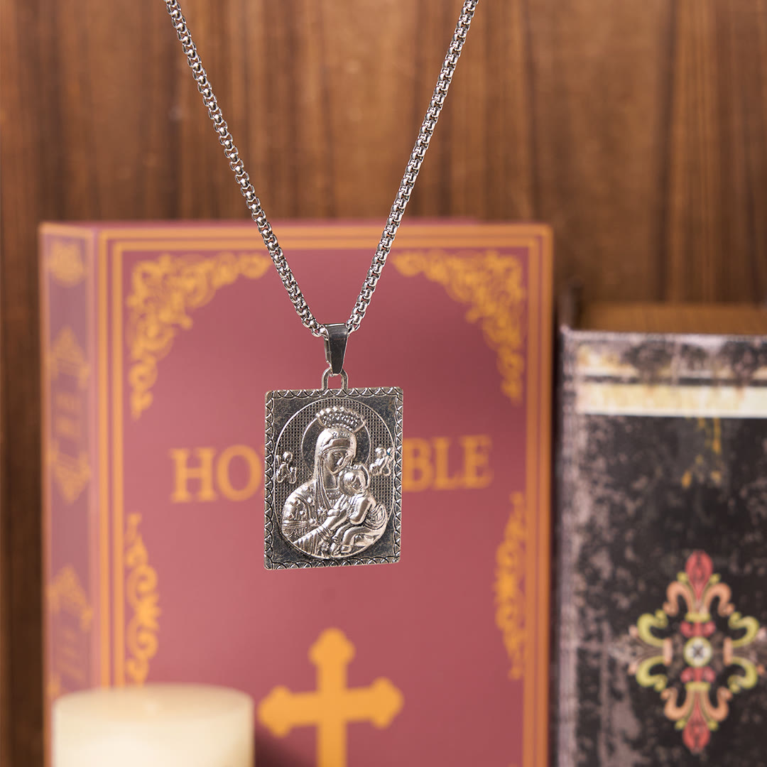 Christianartworkshop Classic Style Jesus & Mary Madonna and Child Saint Medal Pendant Necklace - image 2