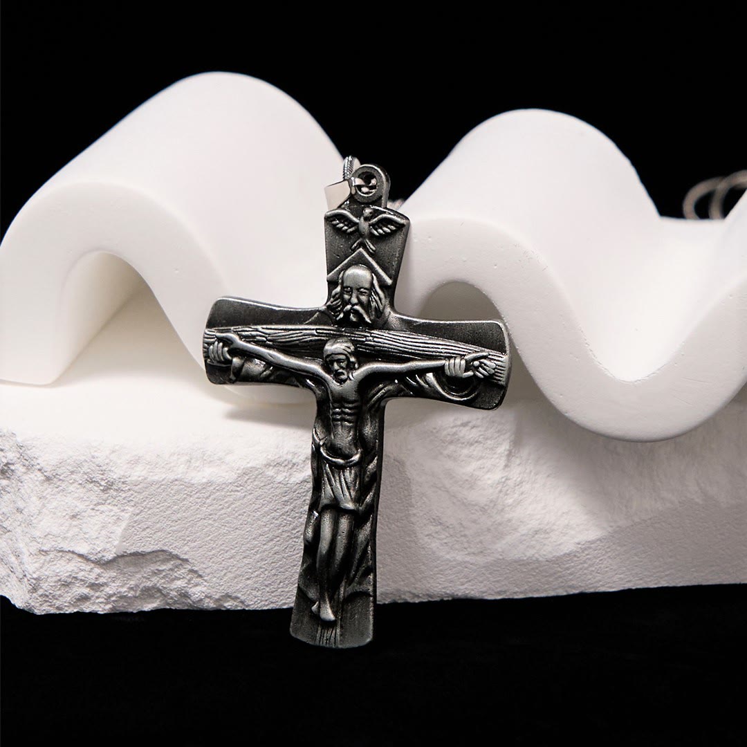 Christianartworkshop Classic Style Trinity Cross Father & Son & Holy Spirit Pendant Necklace - image 4