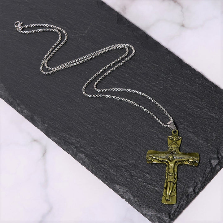 Christianartworkshop Classic Style Trinity Cross Father & Son & Holy Spirit Pendant Necklace - image 12
