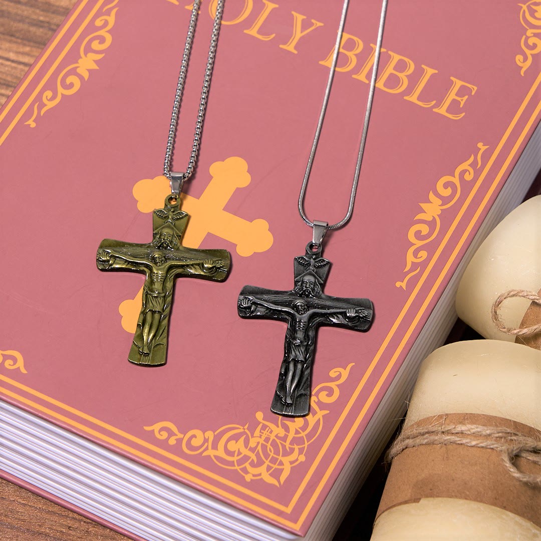 Christianartworkshop Classic Style Trinity Cross Father & Son & Holy Spirit Pendant Necklace - image 5
