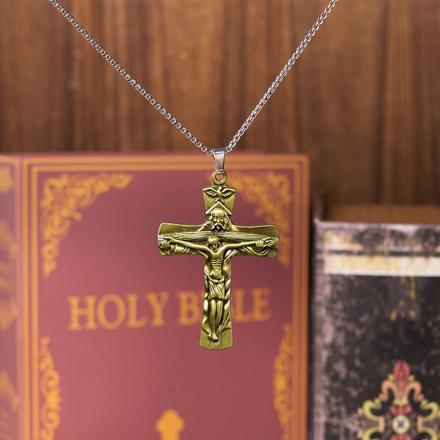 Christianartworkshop Classic Style Trinity Cross Father & Son & Holy Spirit Pendant Necklace - Bronze - image 1