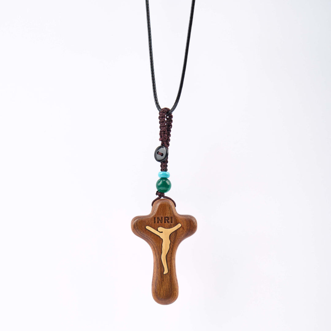Christianartworkshop Minimalist Style Sandalwood & Boxwood Jesus Cross Amulet Pendant Keychain/Necklace - image 6
