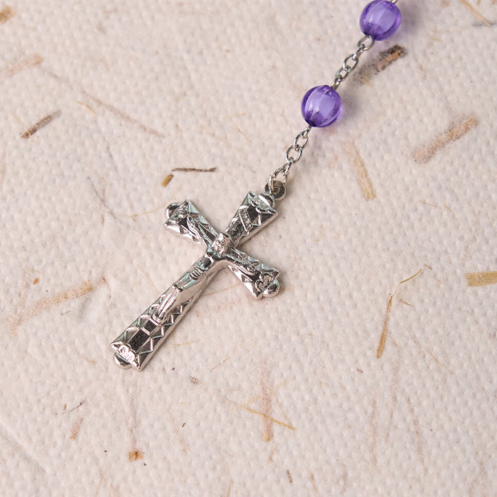 Christianartworkshop Holy Gail & Crucifix of 8 mm Round Purple Acrylic Alloy Chain Rosary - image 6