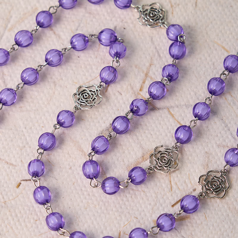 Christianartworkshop Holy Gail & Crucifix of 8 mm Round Purple Acrylic Alloy Chain Rosary - image 7